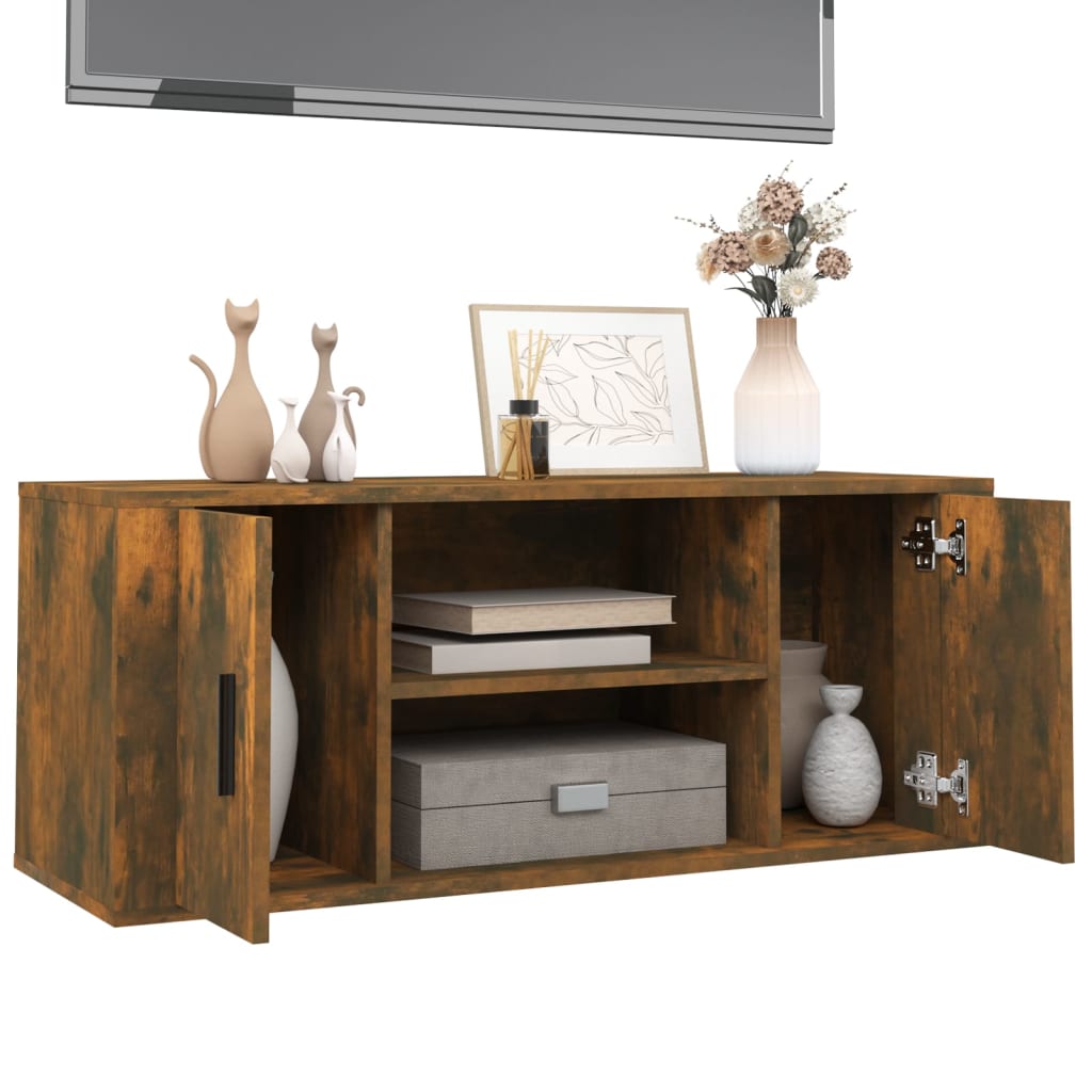 Comodă Tv, Stejar Fumuriu, 100X35X40 Cm, Lemn Prelucrat