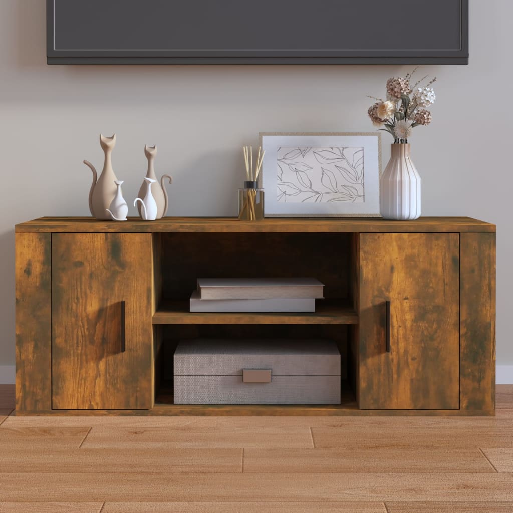 Comodă Tv, Stejar Fumuriu, 100X35X40 Cm, Lemn Prelucrat