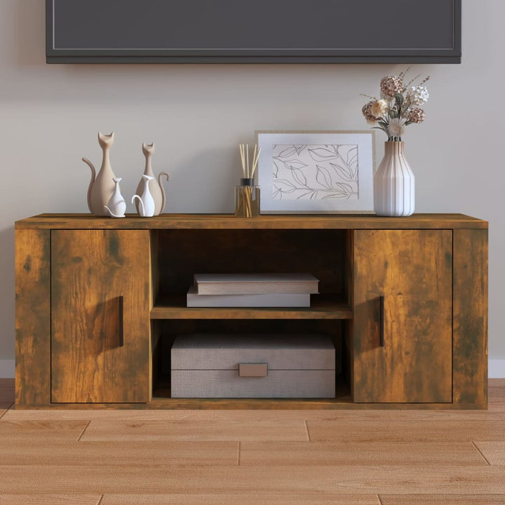 Comodă Tv, Stejar Fumuriu, 100X35X40 Cm, Lemn Prelucrat