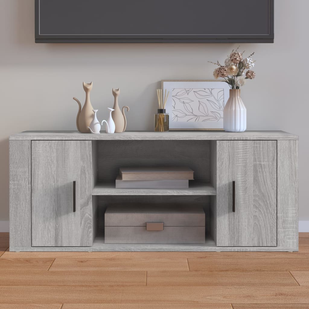 Comodă Tv, Stejar Fumuriu, 100X35X40 Cm, Lemn Prelucrat
