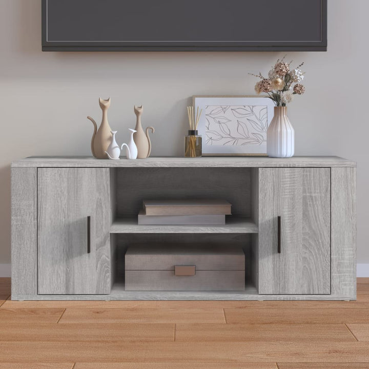 Comodă Tv, Stejar Fumuriu, 100X35X40 Cm, Lemn Prelucrat