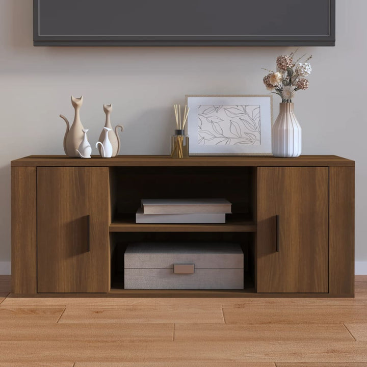 Comodă Tv, Stejar Fumuriu, 100X35X40 Cm, Lemn Prelucrat