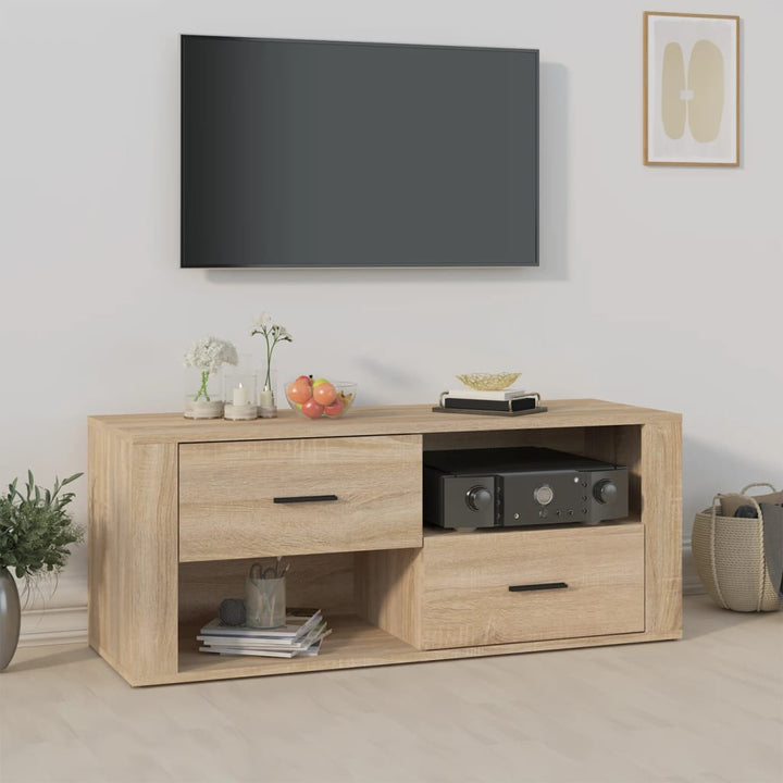 Comodă Tv, Gri Sonoma, 100X35X40 Cm, Lemn Prelucrat