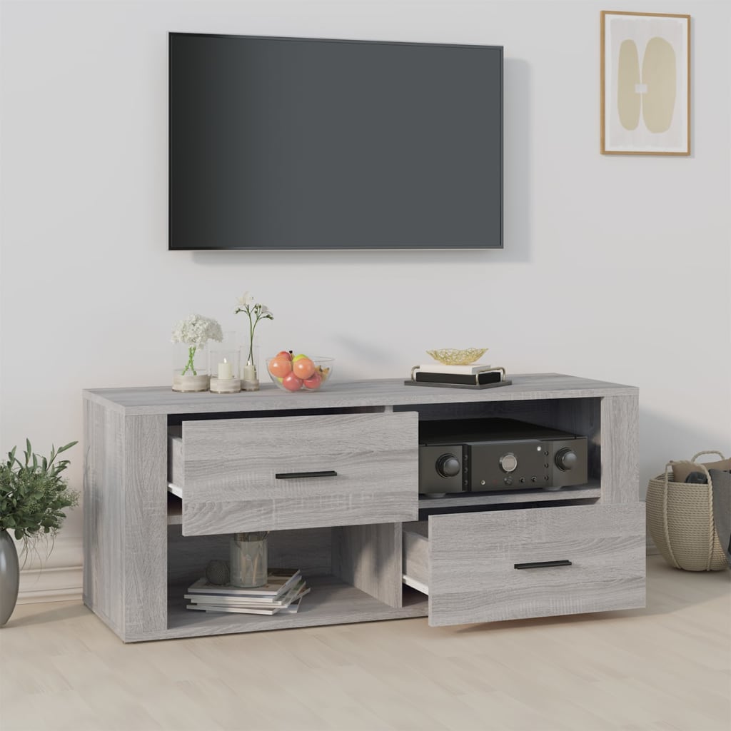 Comodă Tv, Gri Sonoma, 100X35X40 Cm, Lemn Prelucrat