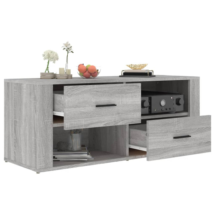 Comodă Tv, Gri Sonoma, 100X35X40 Cm, Lemn Prelucrat