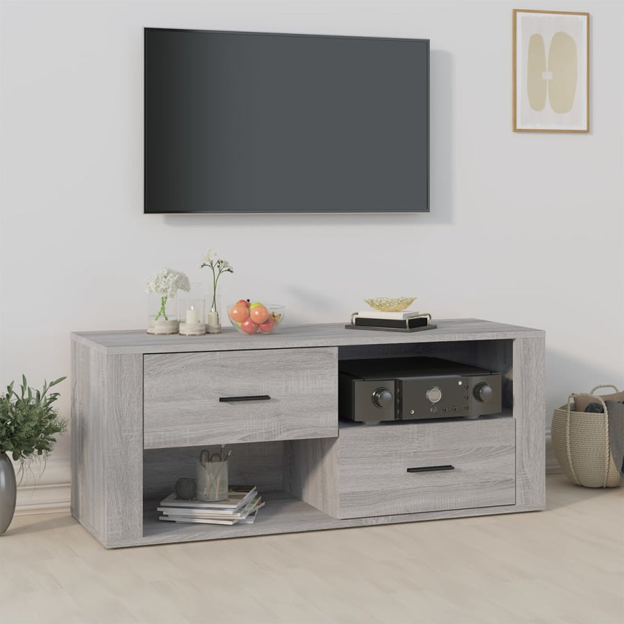Comodă Tv, Gri Sonoma, 100X35X40 Cm, Lemn Prelucrat