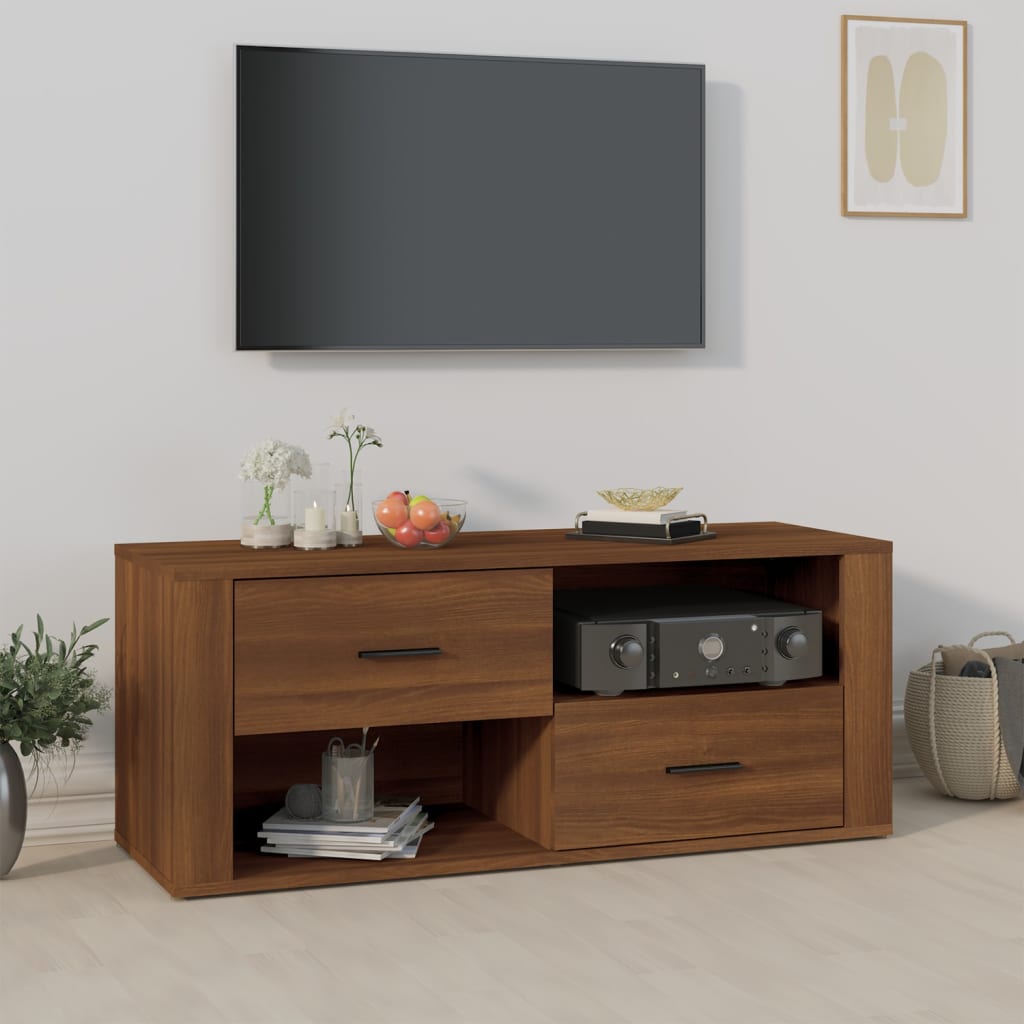 Comodă Tv, Gri Sonoma, 100X35X40 Cm, Lemn Prelucrat