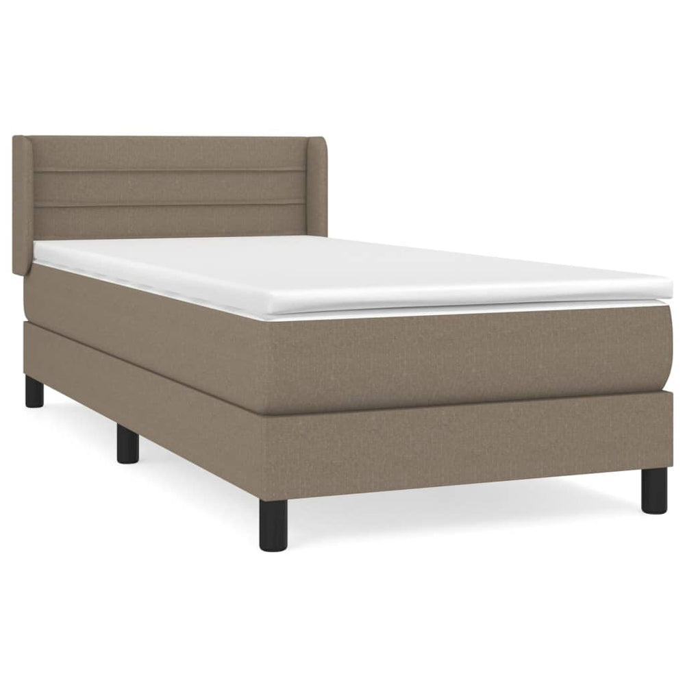 Pat Box Spring Cu Saltea, Gri Taupe, 90X200 Cm, Textil