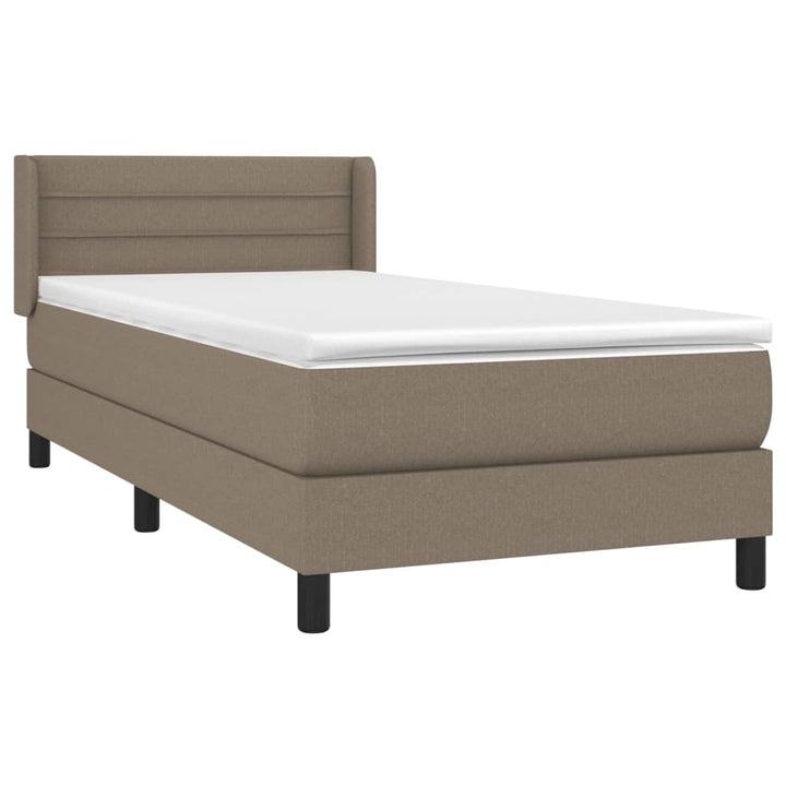 Pat Box Spring Cu Saltea, Gri Taupe, 90X200 Cm, Textil