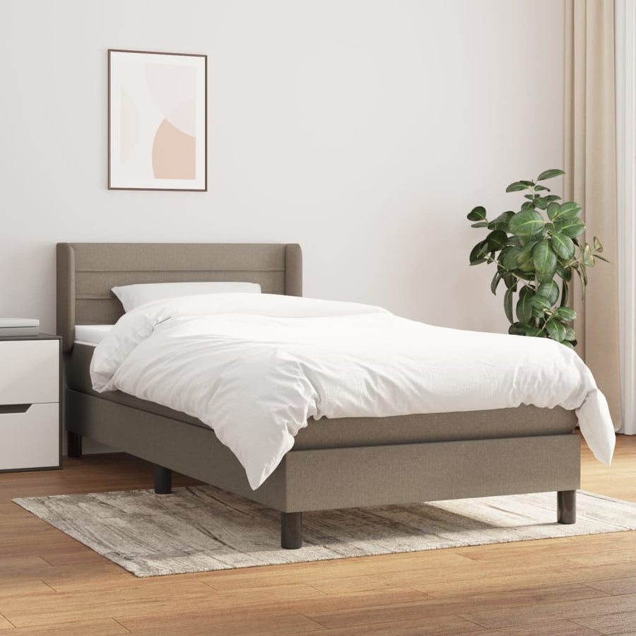 Pat Box Spring Cu Saltea, Gri Taupe, 90X200 Cm, Textil