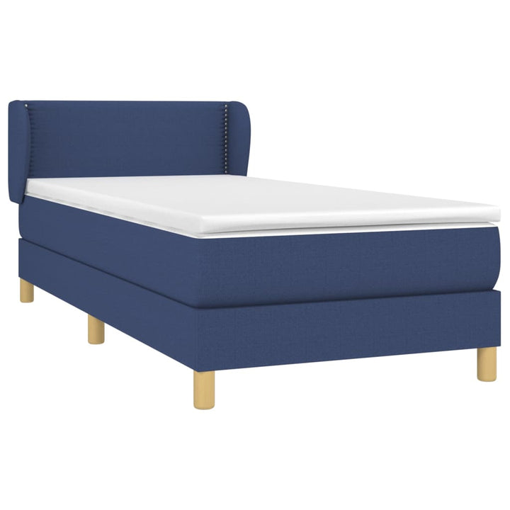 Pat Box Spring Cu Saltea, Albastru, 100X200 Cm, Textil