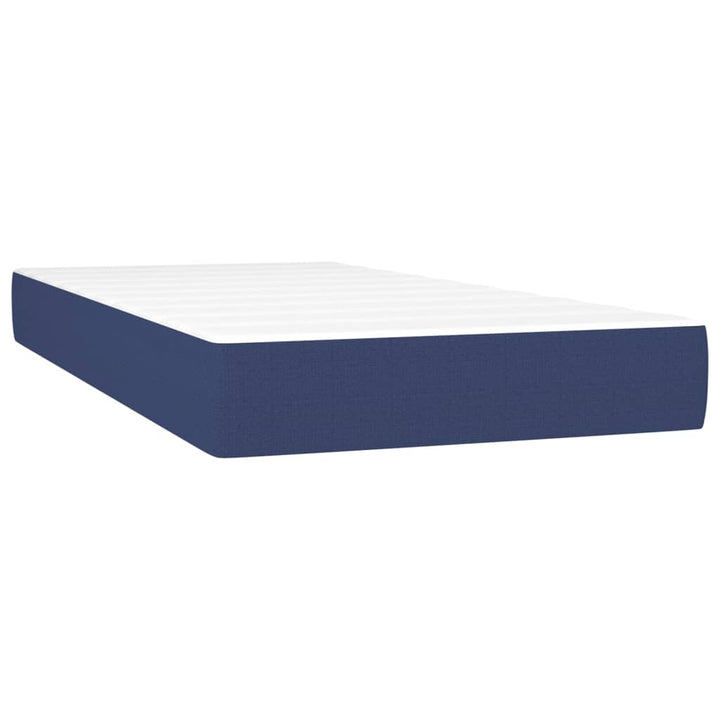 Pat Box Spring Cu Saltea, Albastru, 100X200 Cm, Textil