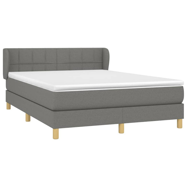 Pat Box Spring Cu Saltea, Gri Închis, 140X190 Cm, Textil