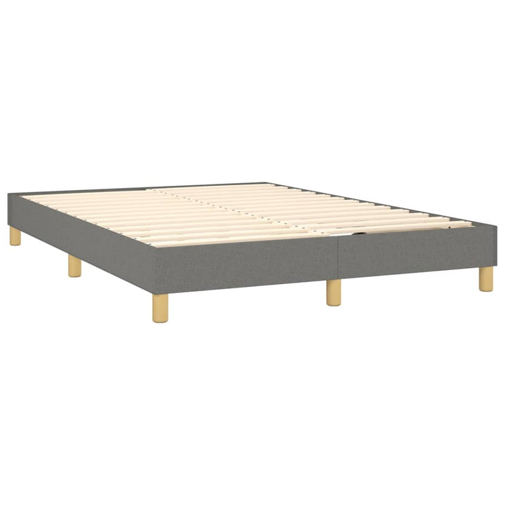 Pat Box Spring Cu Saltea, Gri Închis, 140X190 Cm, Textil