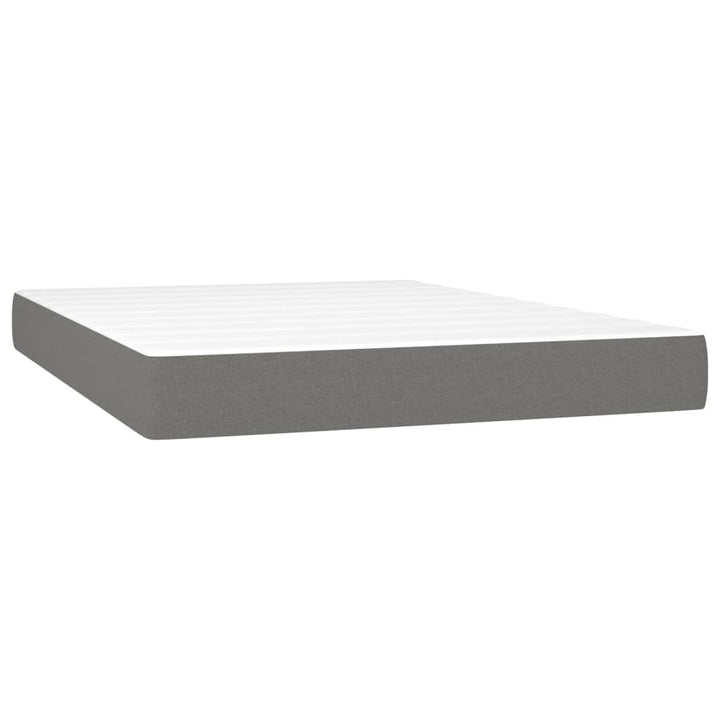 Pat Box Spring Cu Saltea, Gri Închis, 140X190 Cm, Textil