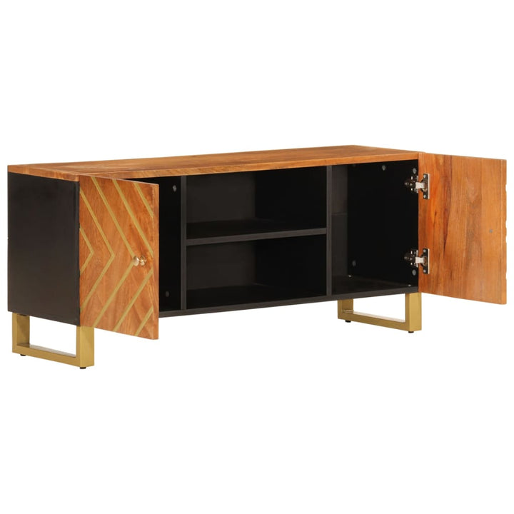 Dulap Tv Maro Și Negru 105X33,5X46 Cm Lemn Masiv De Mango