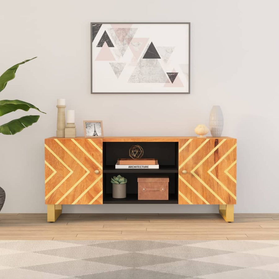 Dulap Tv Maro Și Negru 105X33,5X46 Cm Lemn Masiv De Mango