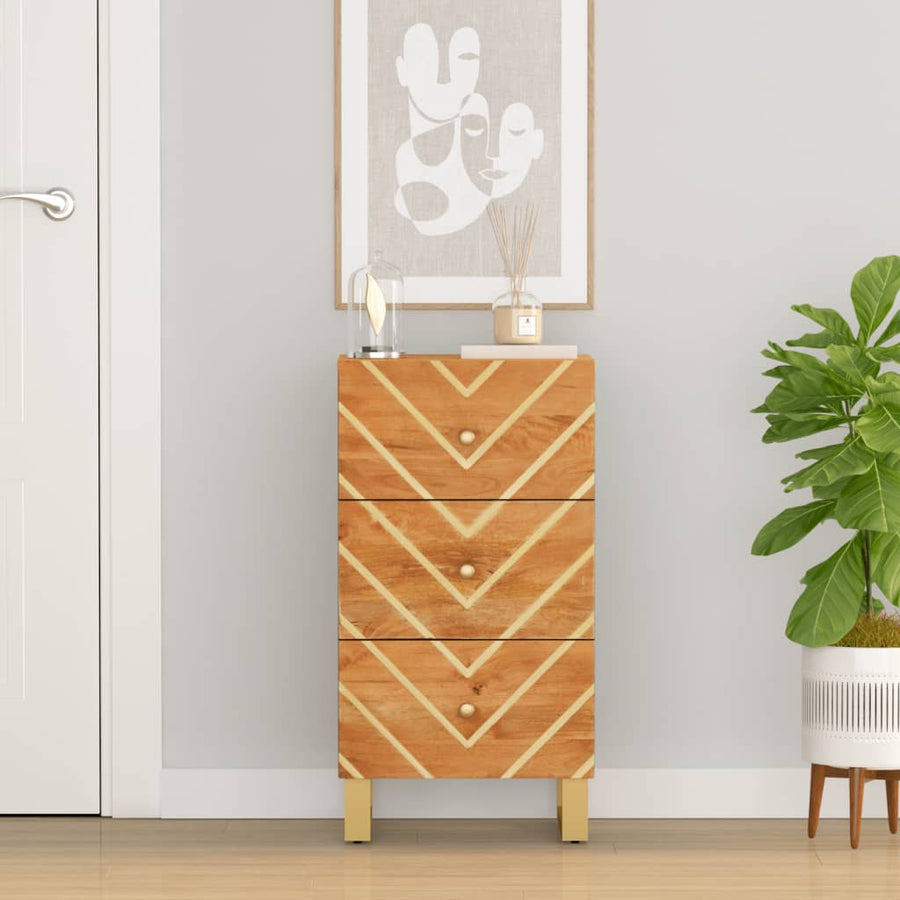 Dulap Lateral, Maro Și Negru, 40X33,5X75 Cm Lemn Masiv De Mango