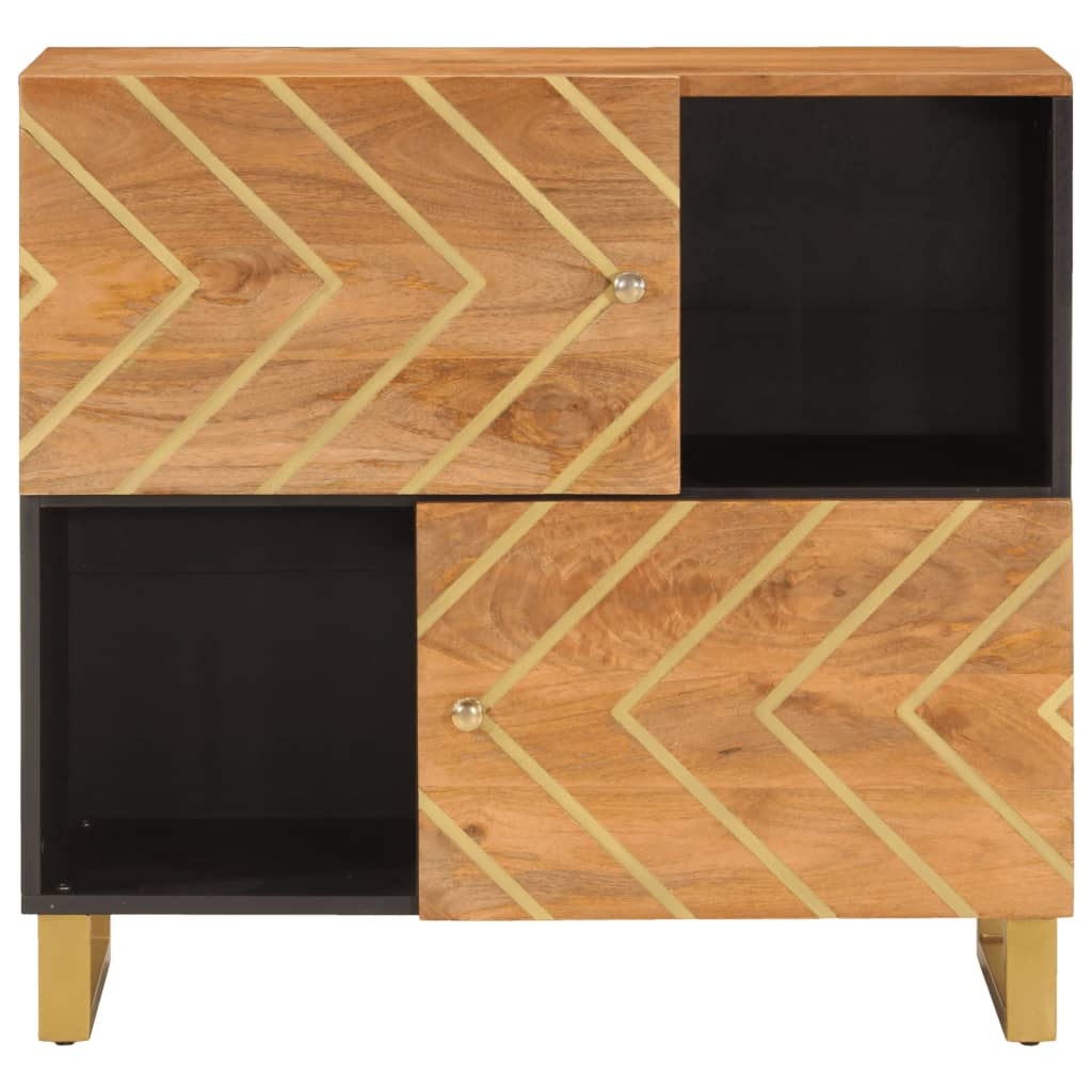 Dulap Lateral, Maro Și Negru, 80X33,5X75 Cm Lemn Masiv De Mango
