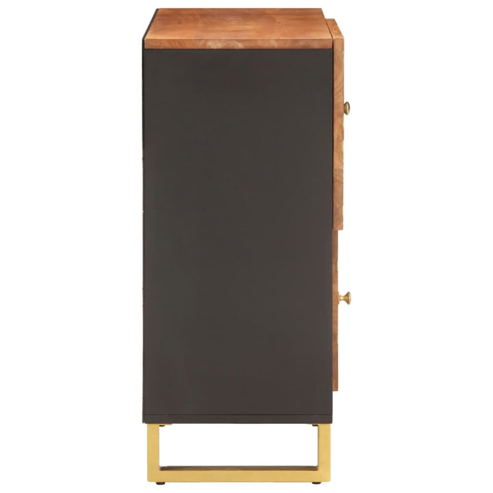 Dulap Lateral, Maro Și Negru, 80X33,5X75 Cm Lemn Masiv De Mango