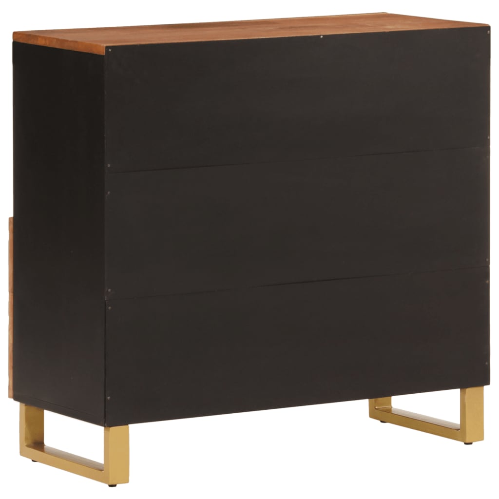 Dulap Lateral, Maro Și Negru, 80X33,5X75 Cm Lemn Masiv De Mango