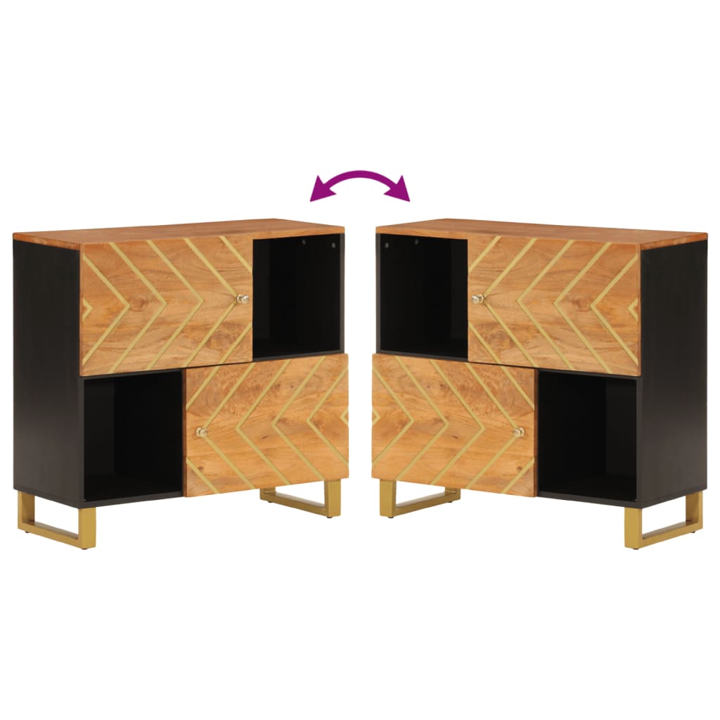 Dulap Lateral, Maro Și Negru, 80X33,5X75 Cm Lemn Masiv De Mango
