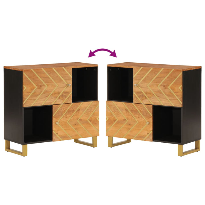 Dulap Lateral, Maro Și Negru, 80X33,5X75 Cm Lemn Masiv De Mango