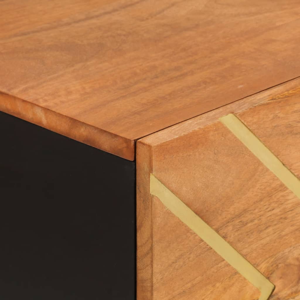 Dulap Lateral, Maro Și Negru, 80X33,5X75 Cm Lemn Masiv De Mango