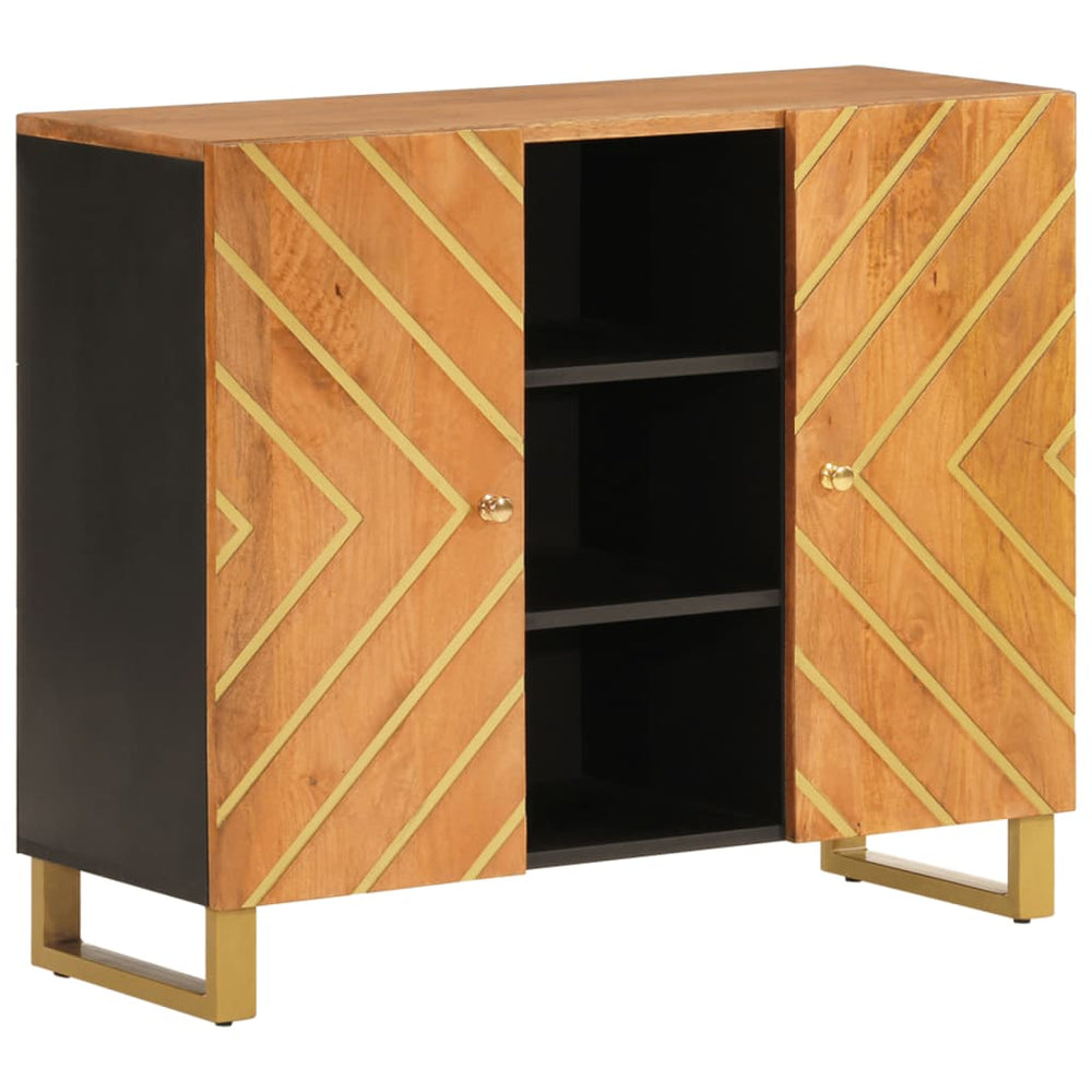 Dulap Lateral, Maro Și Negru, 90X33,5X75 Cm Lemn Masiv De Mango