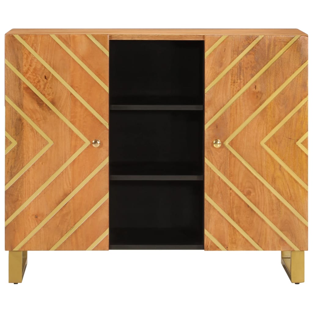 Dulap Lateral, Maro Și Negru, 90X33,5X75 Cm Lemn Masiv De Mango