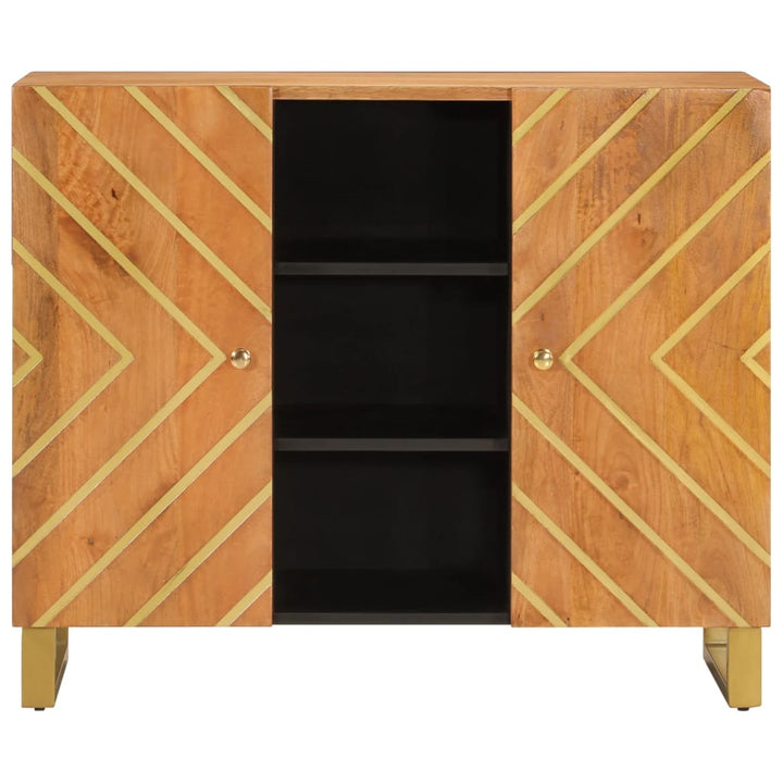 Dulap Lateral, Maro Și Negru, 90X33,5X75 Cm Lemn Masiv De Mango