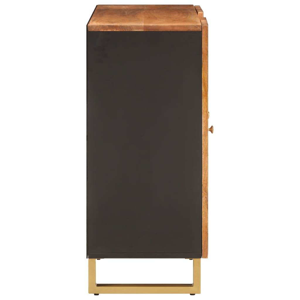 Dulap Lateral, Maro Și Negru, 90X33,5X75 Cm Lemn Masiv De Mango