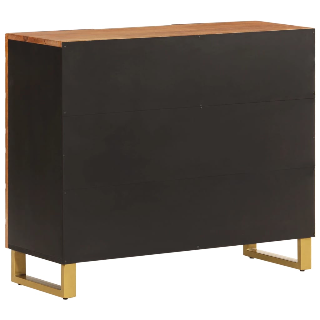 Dulap Lateral, Maro Și Negru, 90X33,5X75 Cm Lemn Masiv De Mango