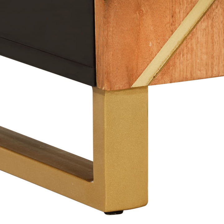 Dulap Lateral, Maro Și Negru, 90X33,5X75 Cm Lemn Masiv De Mango