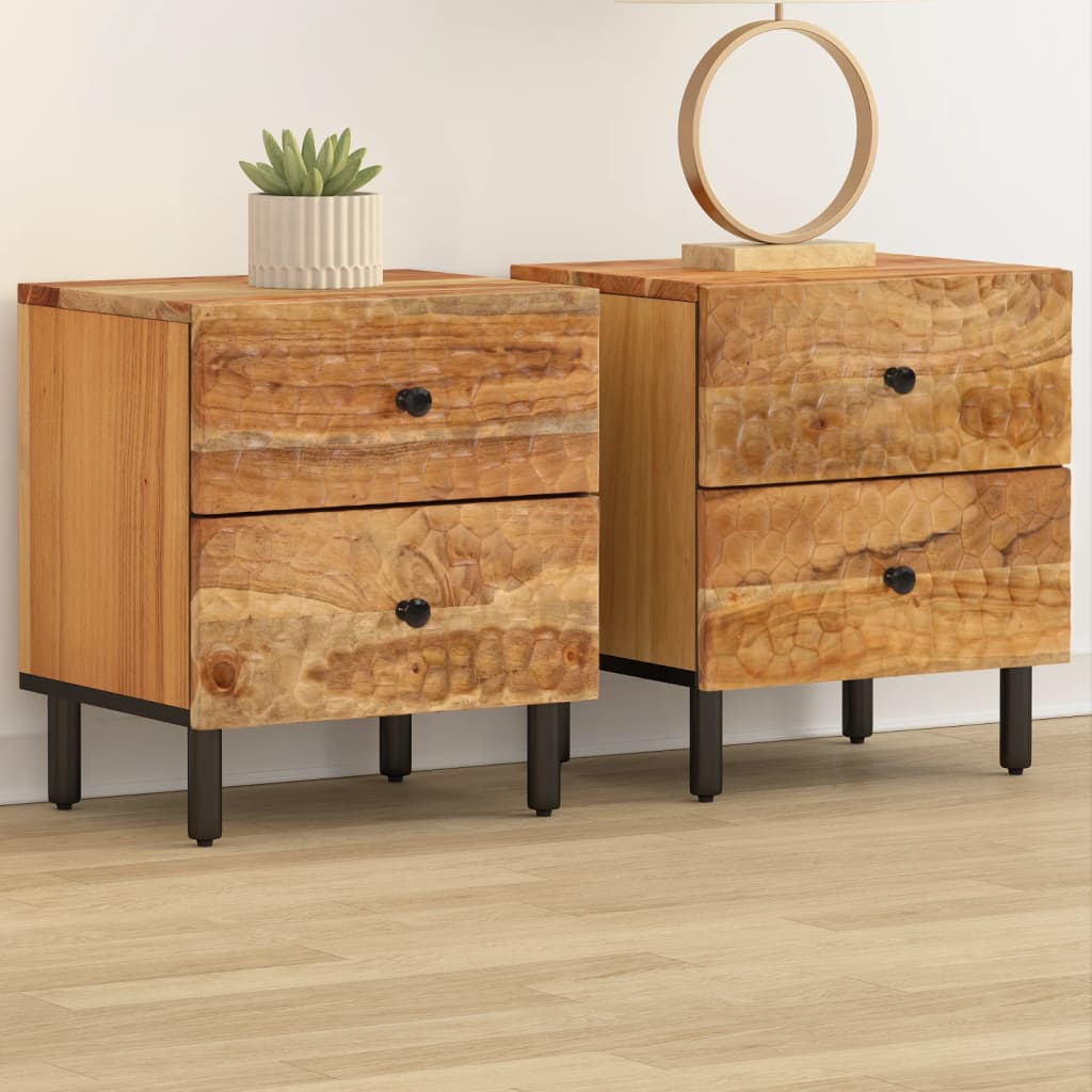 Noptiere, 2 Buc., 40X33X46 Cm, Lemn Masiv De Acacia