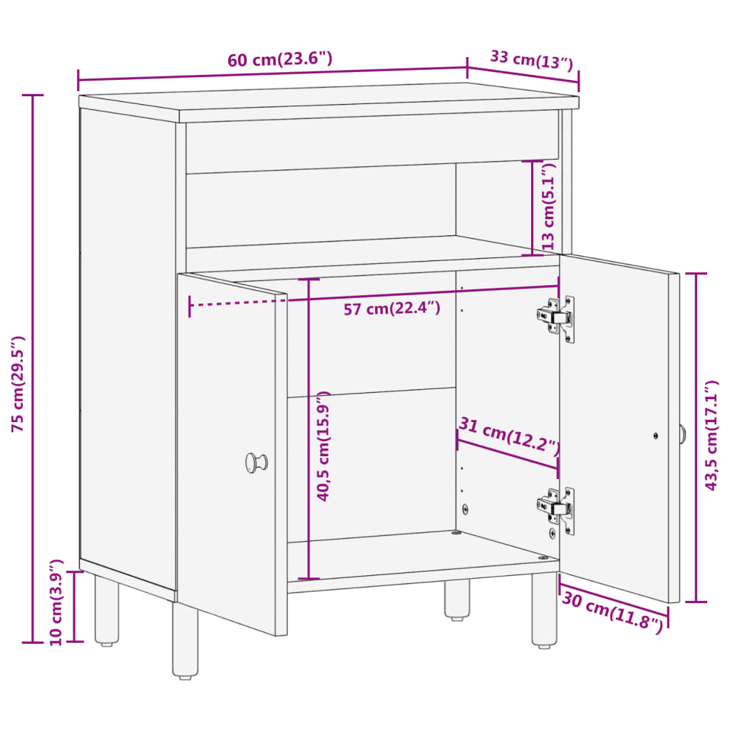 Dulap Lateral, 60X33X75 Cm,
