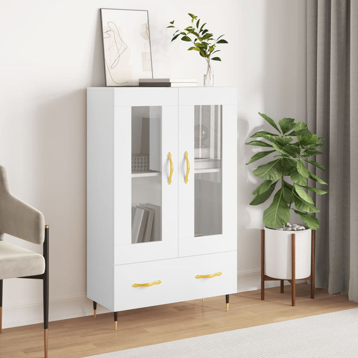 Dulap Înalt, Alb Extralucios, 69,5X31X115 Cm, Lemn Prelucrat