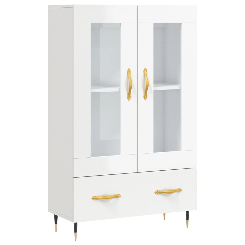 Dulap Înalt, Alb Extralucios, 69,5X31X115 Cm, Lemn Prelucrat