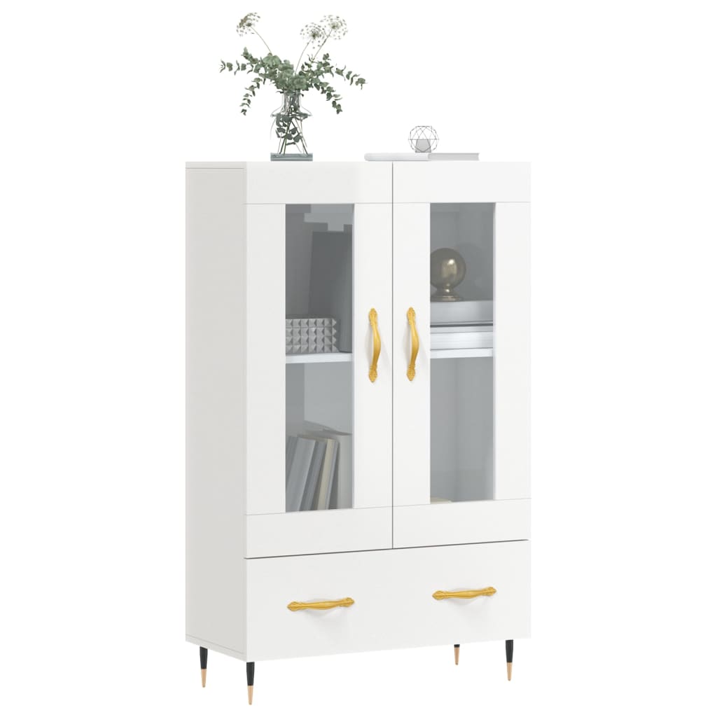 Dulap Înalt, Alb Extralucios, 69,5X31X115 Cm, Lemn Prelucrat