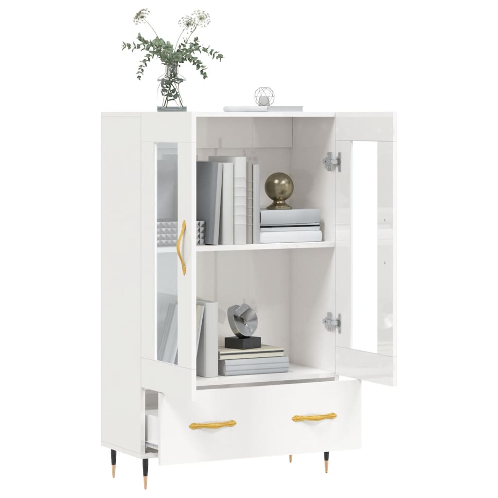 Dulap Înalt, Alb Extralucios, 69,5X31X115 Cm, Lemn Prelucrat