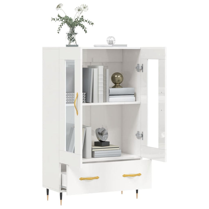 Dulap Înalt, Alb Extralucios, 69,5X31X115 Cm, Lemn Prelucrat