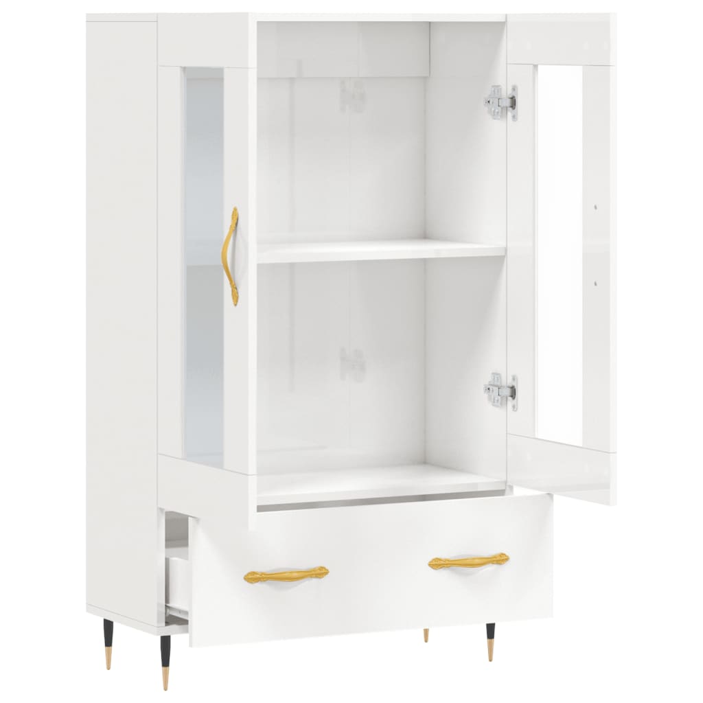 Dulap Înalt, Alb Extralucios, 69,5X31X115 Cm, Lemn Prelucrat