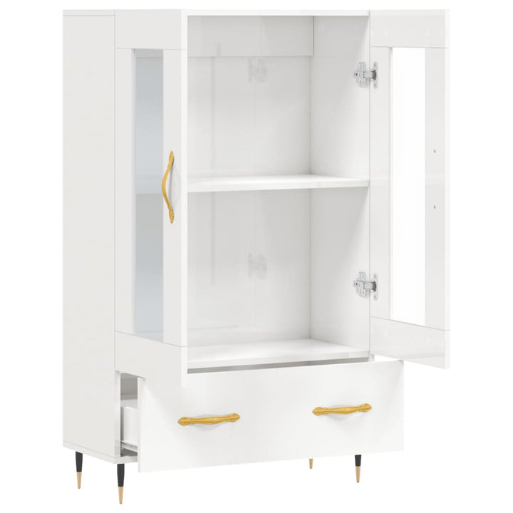 Dulap Înalt, Alb Extralucios, 69,5X31X115 Cm, Lemn Prelucrat