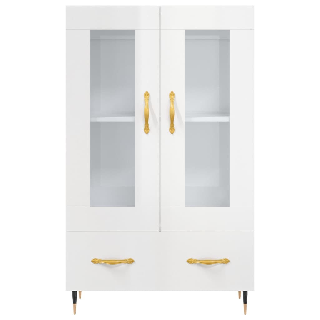 Dulap Înalt, Alb Extralucios, 69,5X31X115 Cm, Lemn Prelucrat