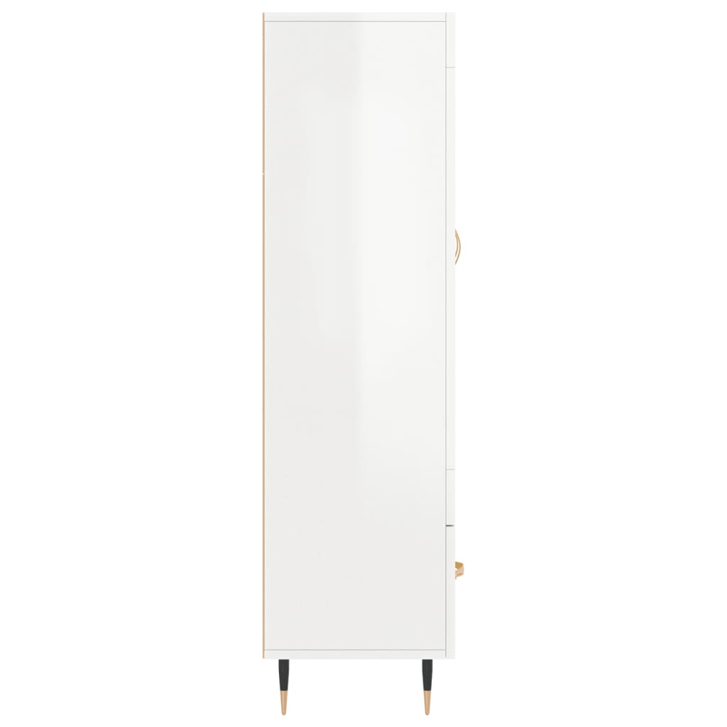 Dulap Înalt, Alb Extralucios, 69,5X31X115 Cm, Lemn Prelucrat