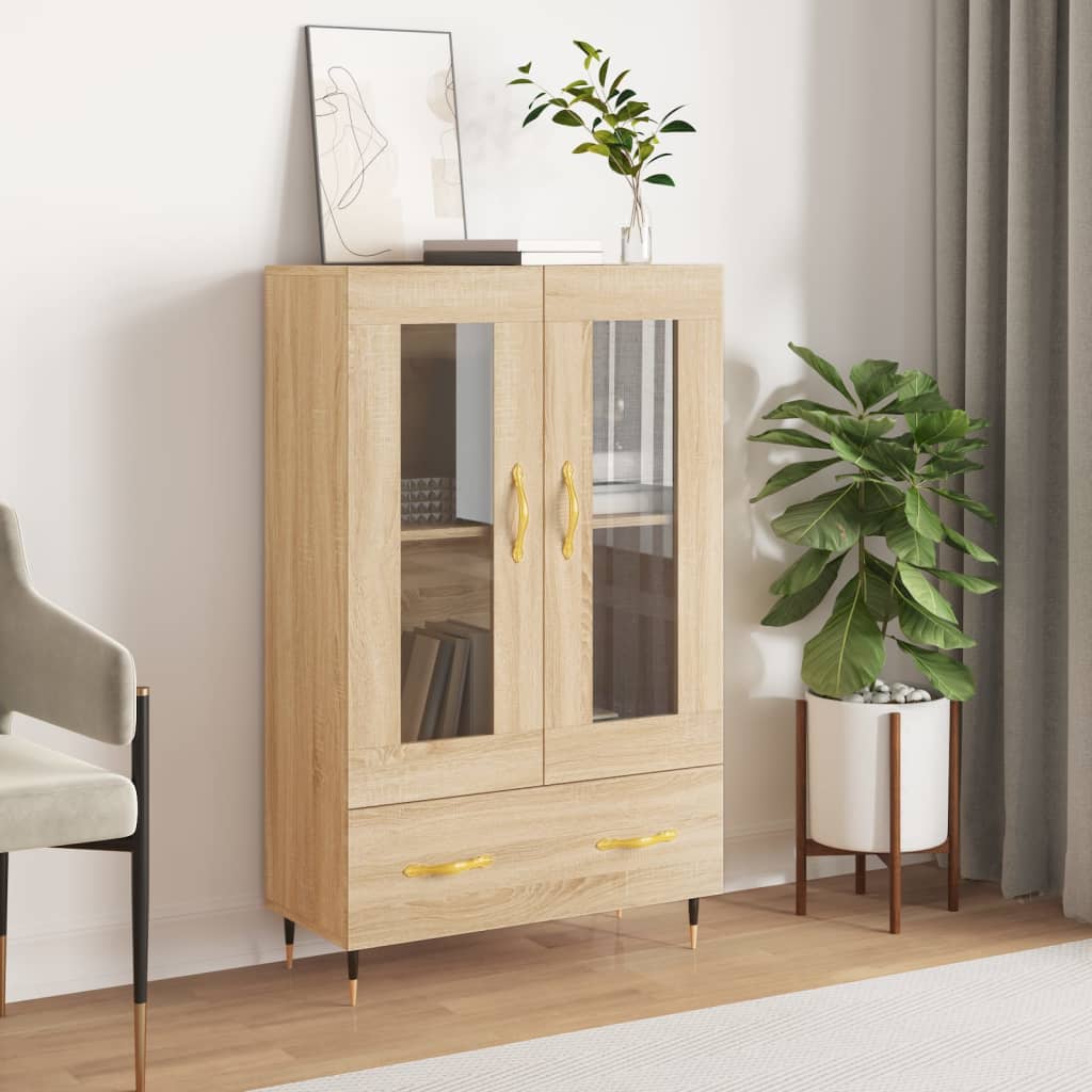Dulap Înalt, Alb Extralucios, 69,5X31X115 Cm, Lemn Prelucrat