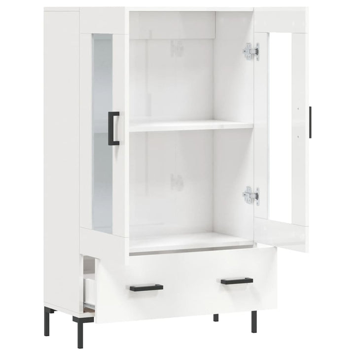 Dulap Înalt, Alb Extralucios, 69,5X31X115 Cm, Lemn Prelucrat