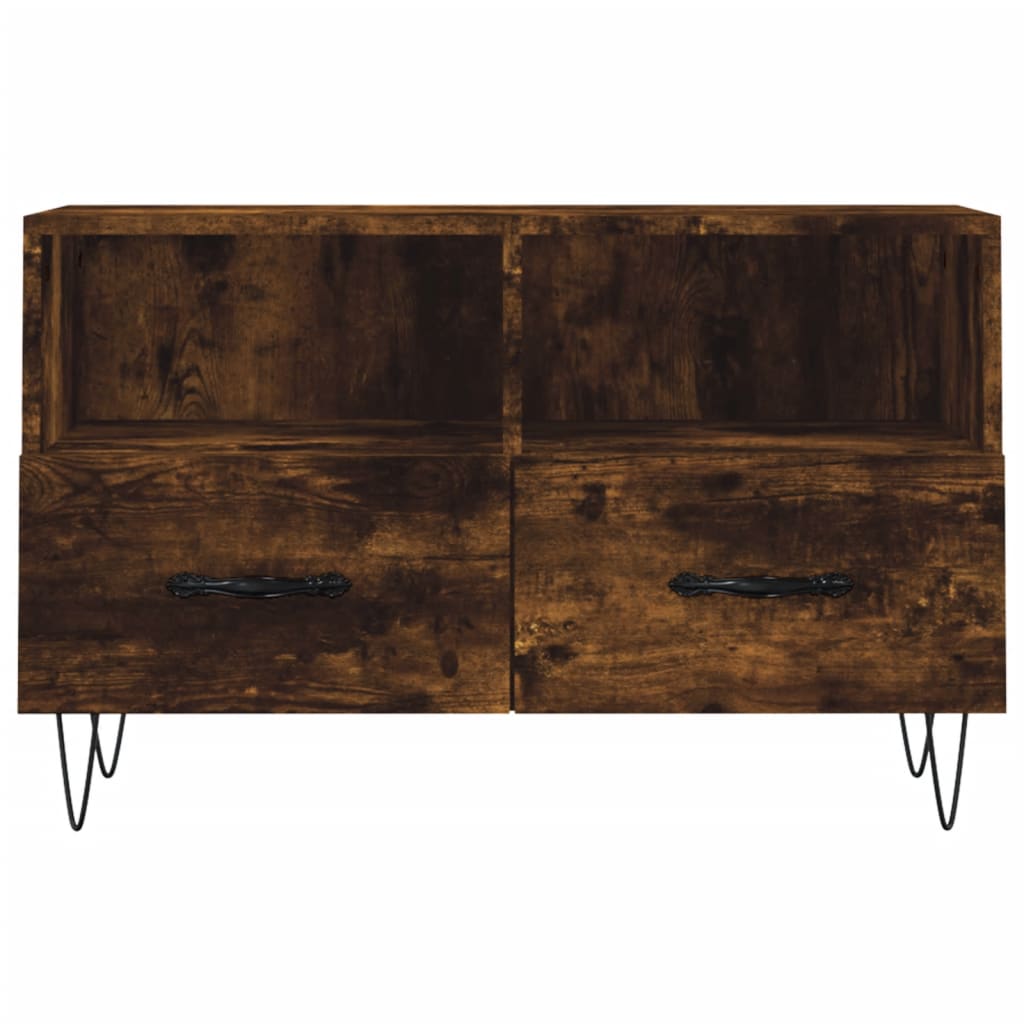 Comodă Tv, Stejar Fumuriu, 80X36X50 Cm, Lemn Prelucrat