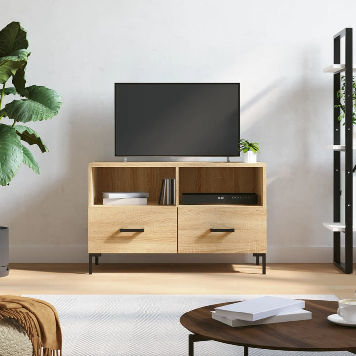 Comodă Tv, Gri Sonoma, 80X36X50 Cm, Lemn Prelucrat