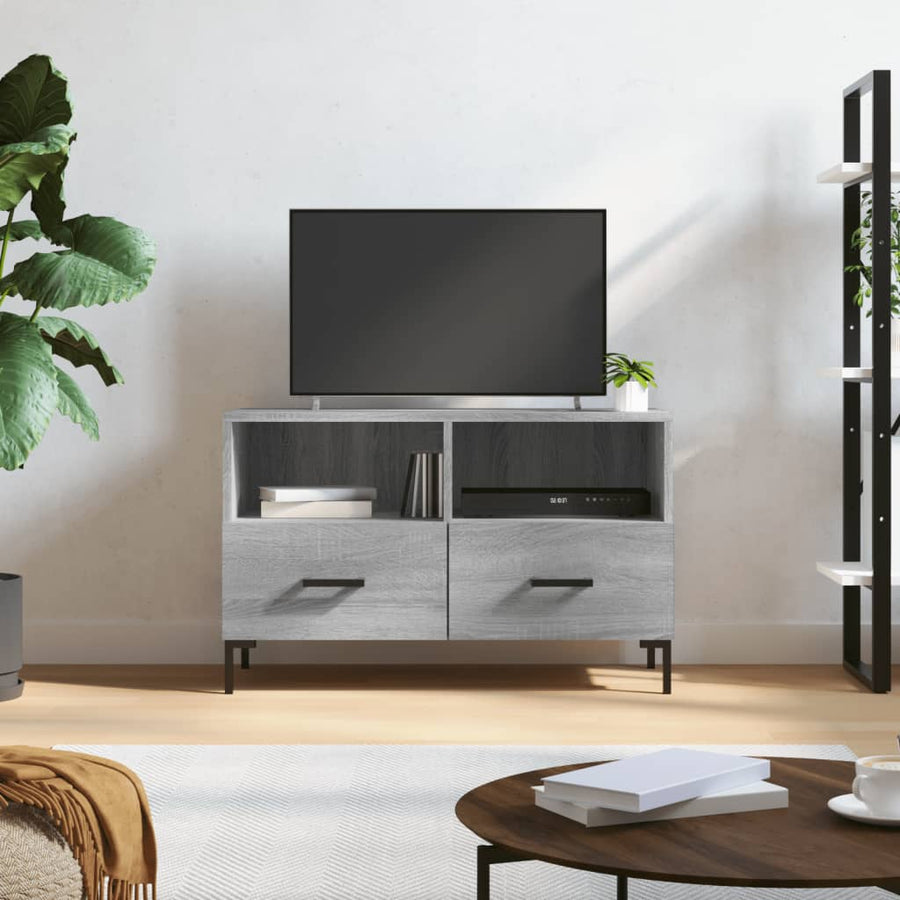 Comodă Tv, Gri Sonoma, 80X36X50 Cm, Lemn Prelucrat